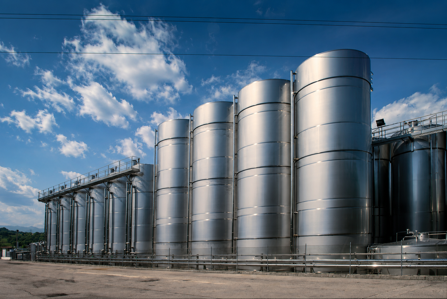 Stainless steel storage silos