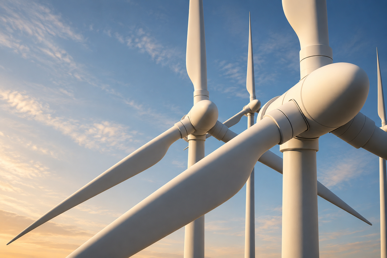 Wind turbines at sunset
