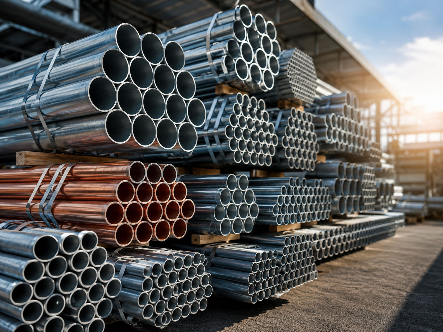 Stacked steel pipe and tubing